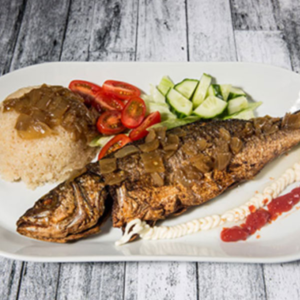 Achekeh with fish/meat